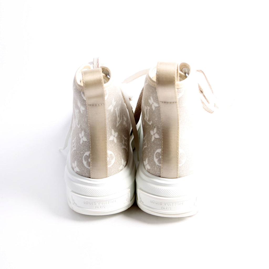LV Squad Denim Sneaker Boots Size 39 Taupe