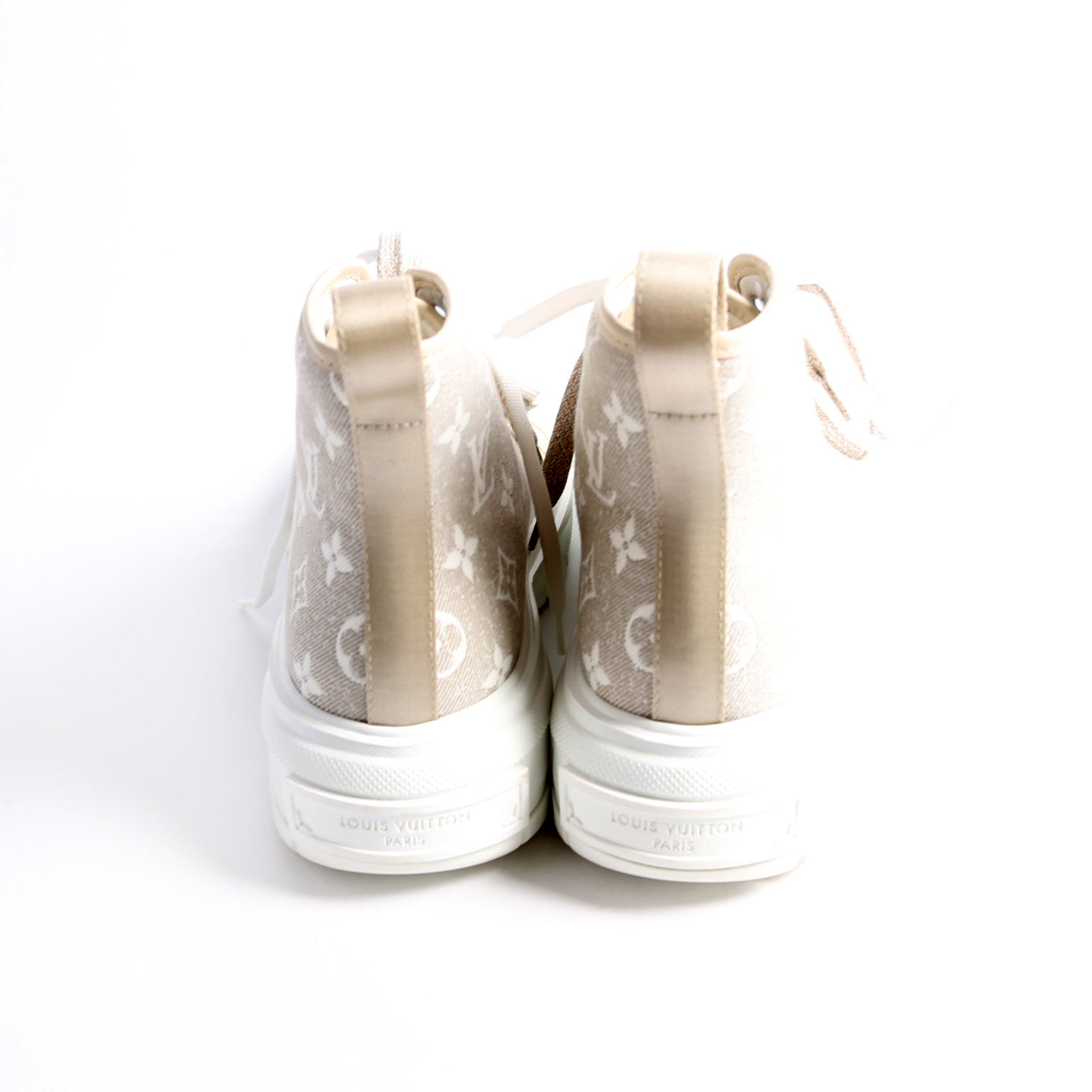 LV Squad Denim Sneaker Boots Size 39 Taupe