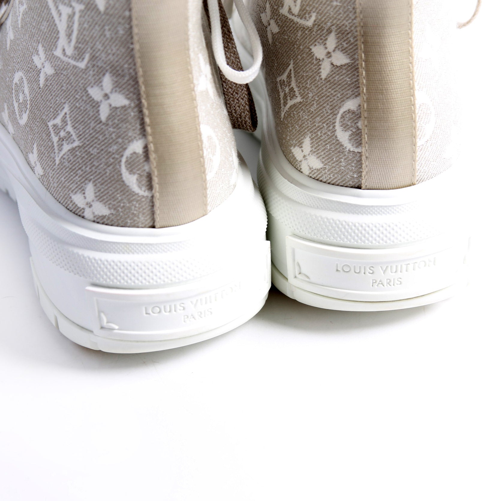 LV Squad Denim Sneaker Boots Size 39 Taupe