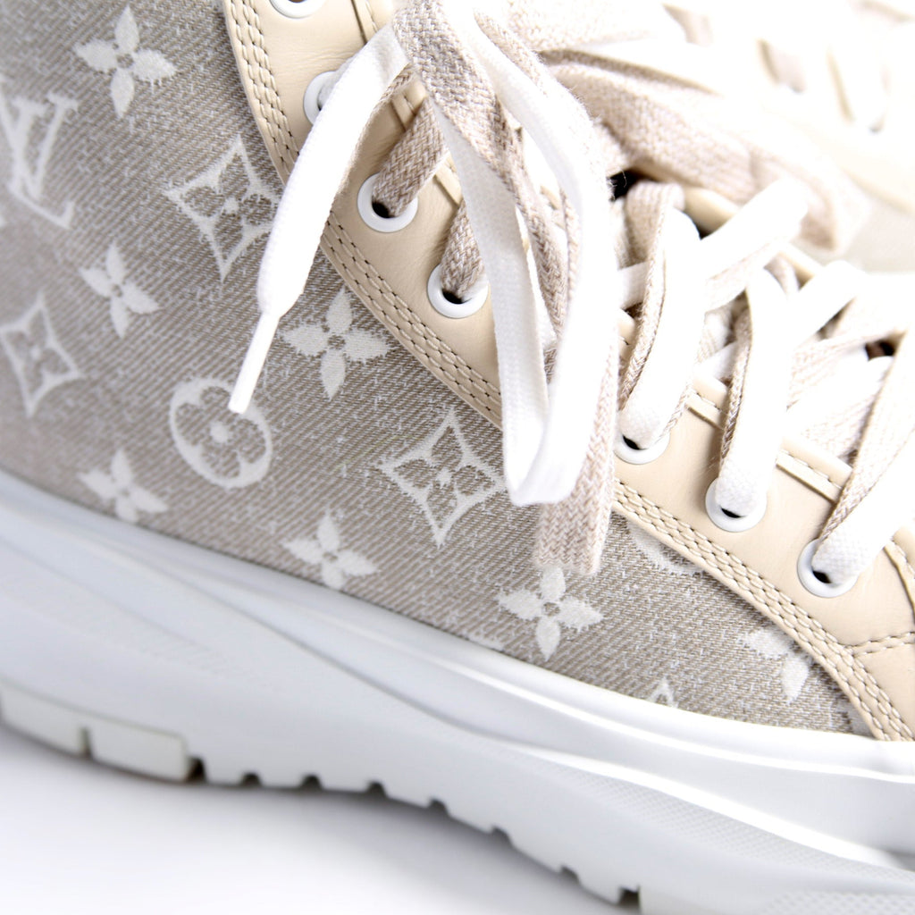 LV Squad Denim Sneaker Boots Size 39 Taupe