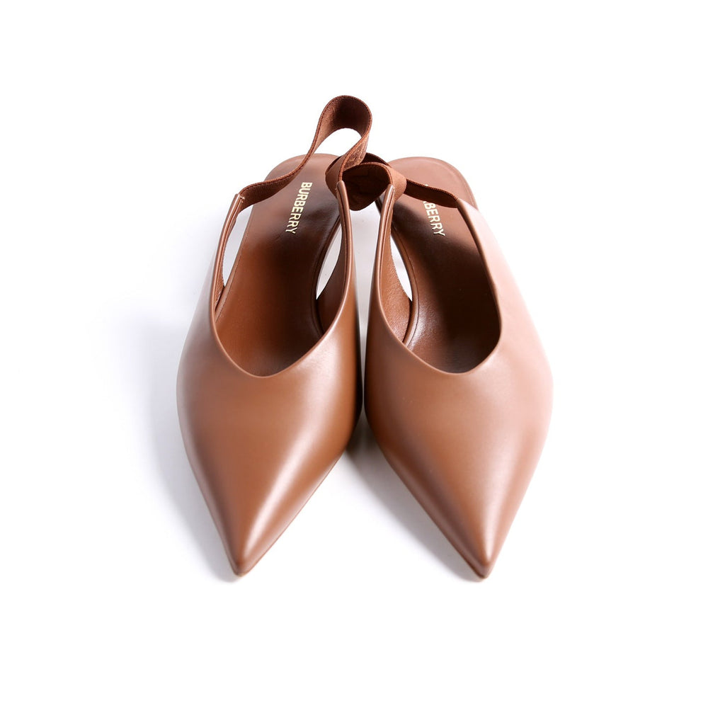 Slingback Leather Pumps Size 41 Brown