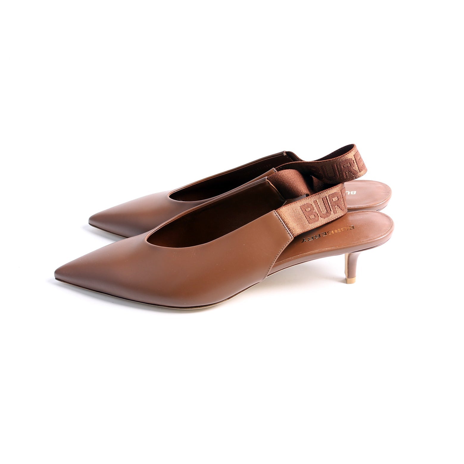 Slingback Leather Pumps Size 41 Brown