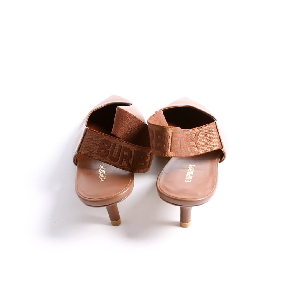 Slingback Leather Pumps Size 41 Brown