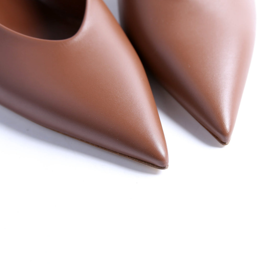 Slingback Leather Pumps Size 41 Brown