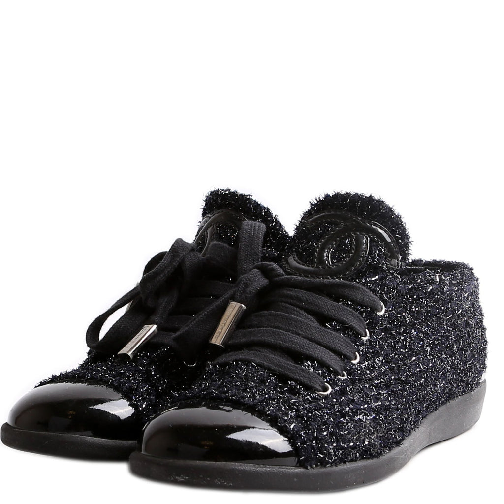 Tweed/Patent Cap Toe Trainers Size 35.5