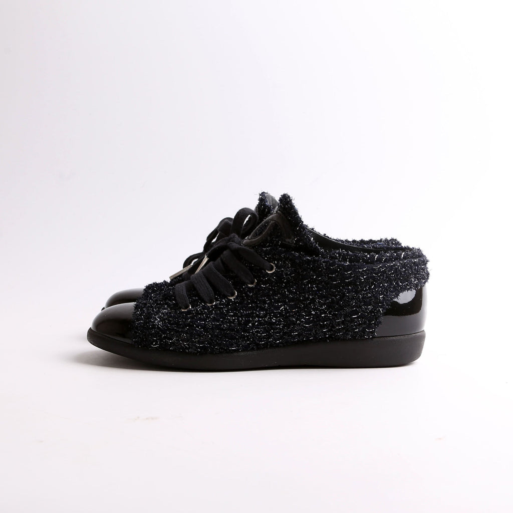 Tweed/Patent Cap Toe Trainers Size 35.5