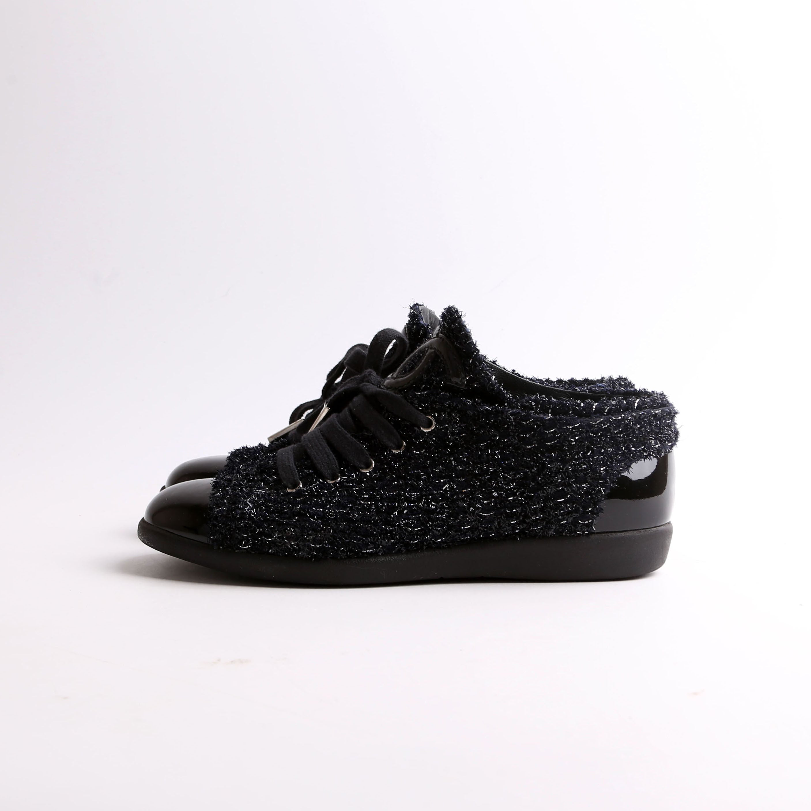 Tweed/Patent Cap Toe Trainers Size 35.5
