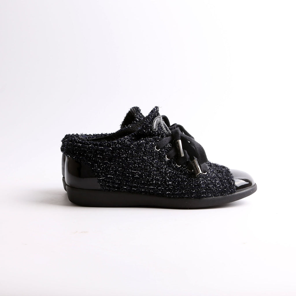 Tweed/Patent Cap Toe Trainers Size 35.5