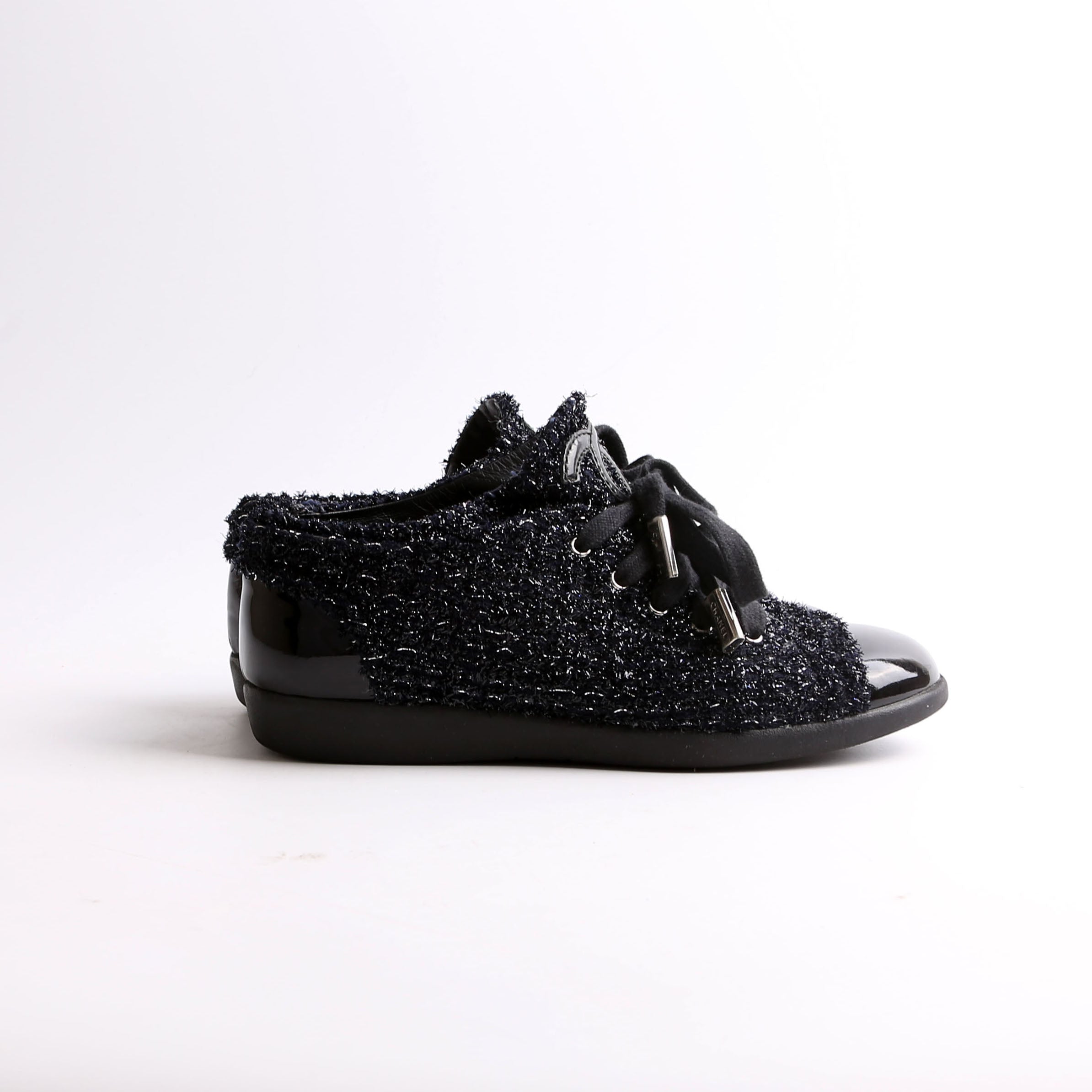 Tweed/Patent Cap Toe Trainers Size 35.5