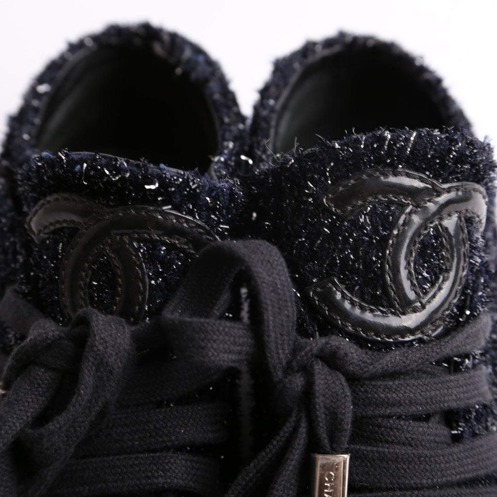 Tweed/Patent Cap Toe Trainers Size 35.5