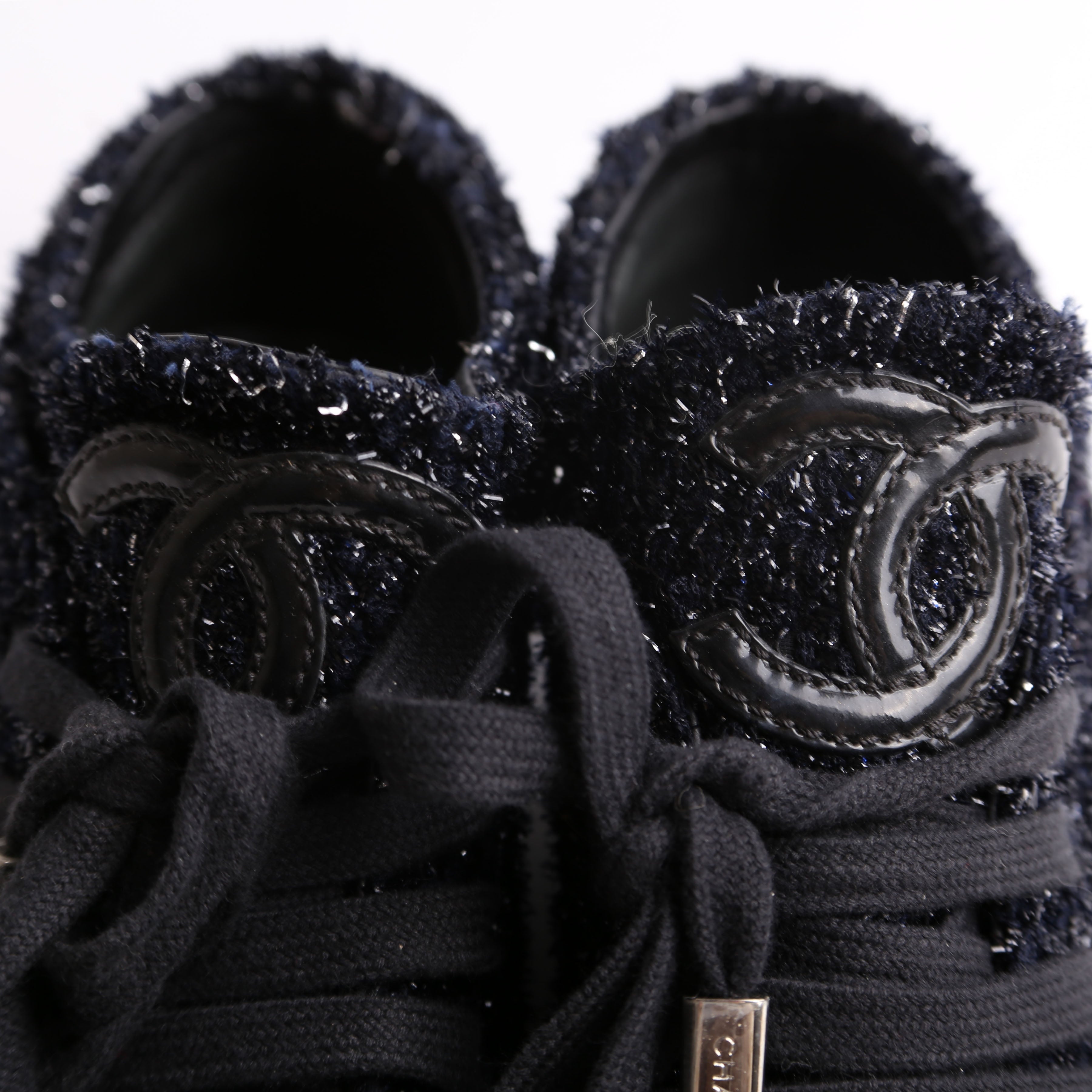 Tweed/Patent Cap Toe Trainers Size 35.5