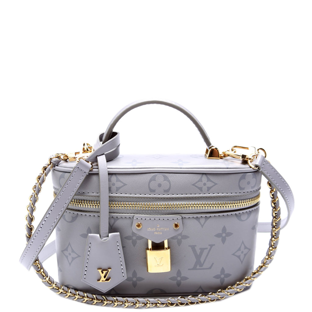 Vanity Chain Pouch Calfskin Monogram Grey