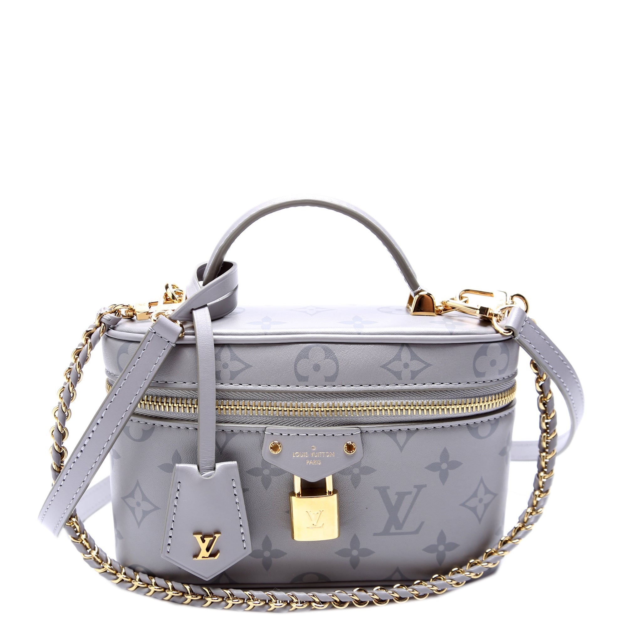 Vanity Chain Pouch Calfskin Monogram Grey