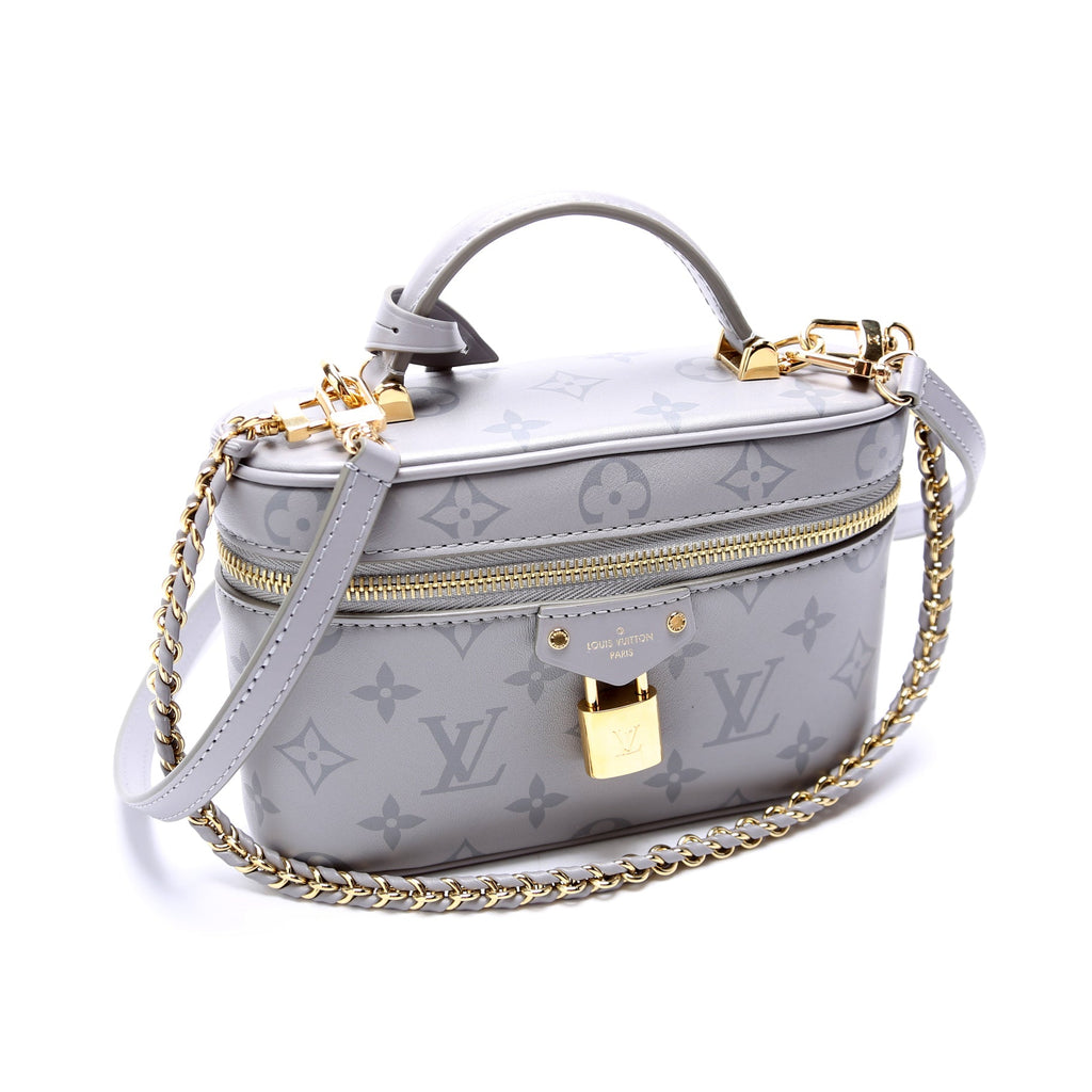 Vanity Chain Pouch Calfskin Monogram Grey
