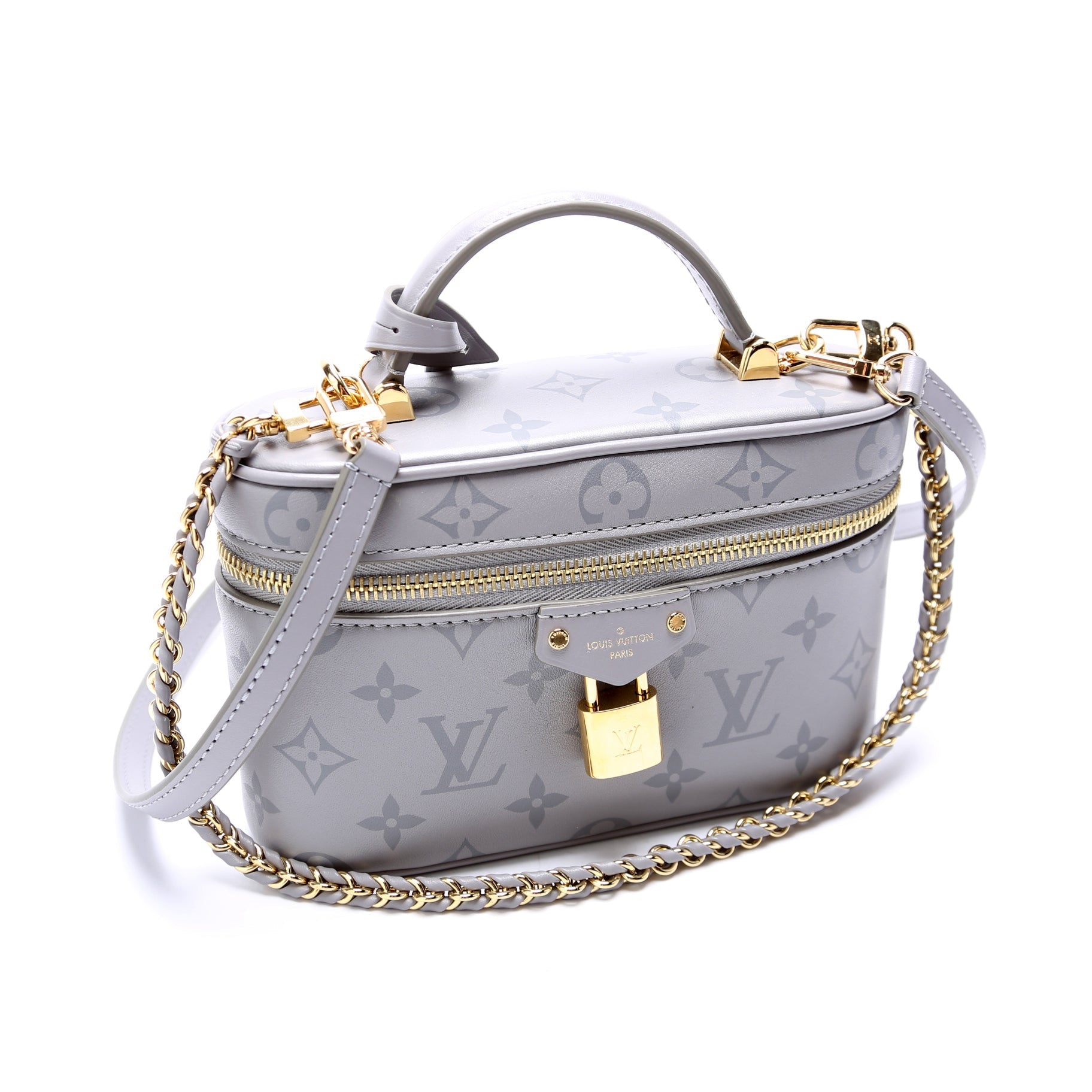 Vanity Chain Pouch Calfskin Monogram Grey