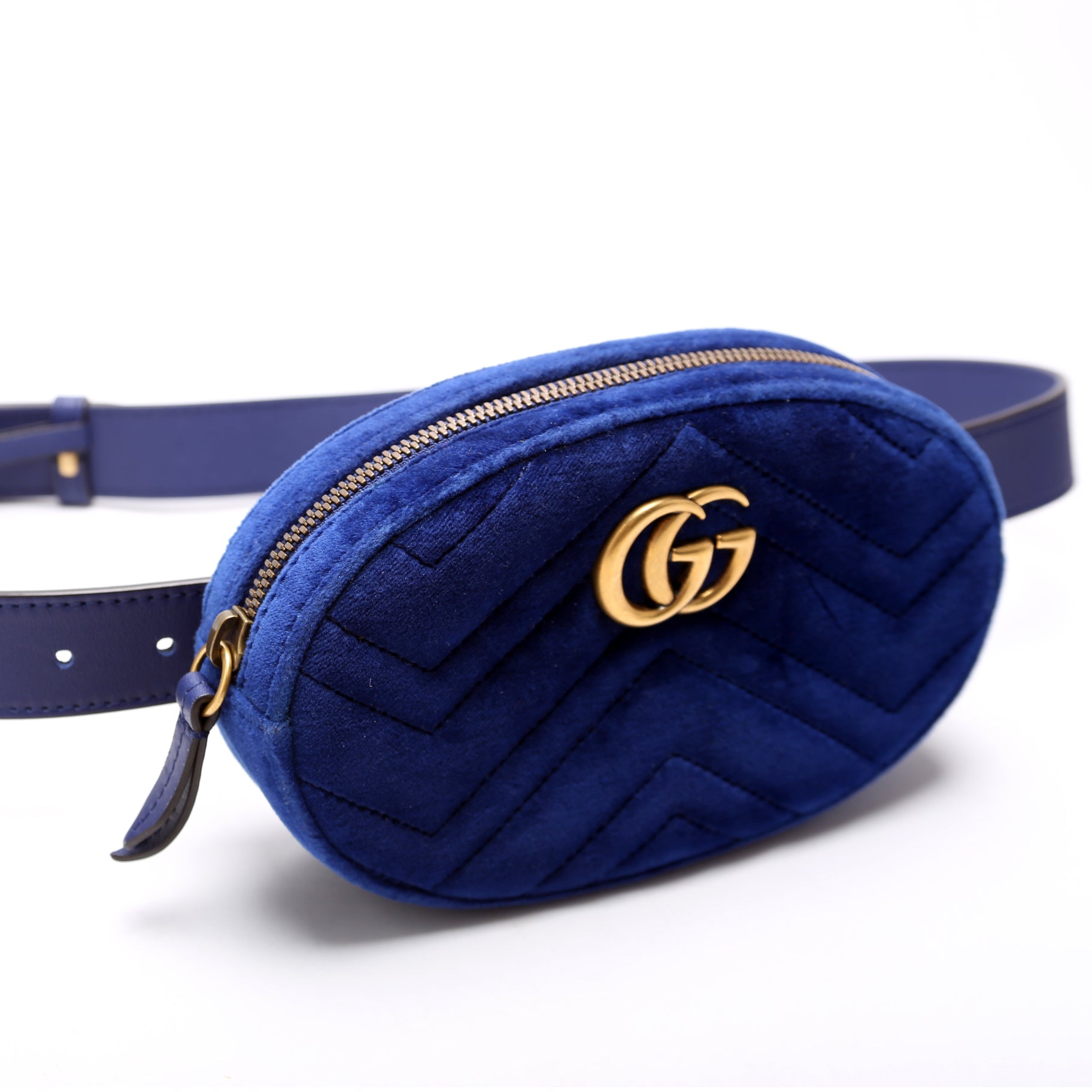 476434 Marmont Velvet Belt Bag Blue
