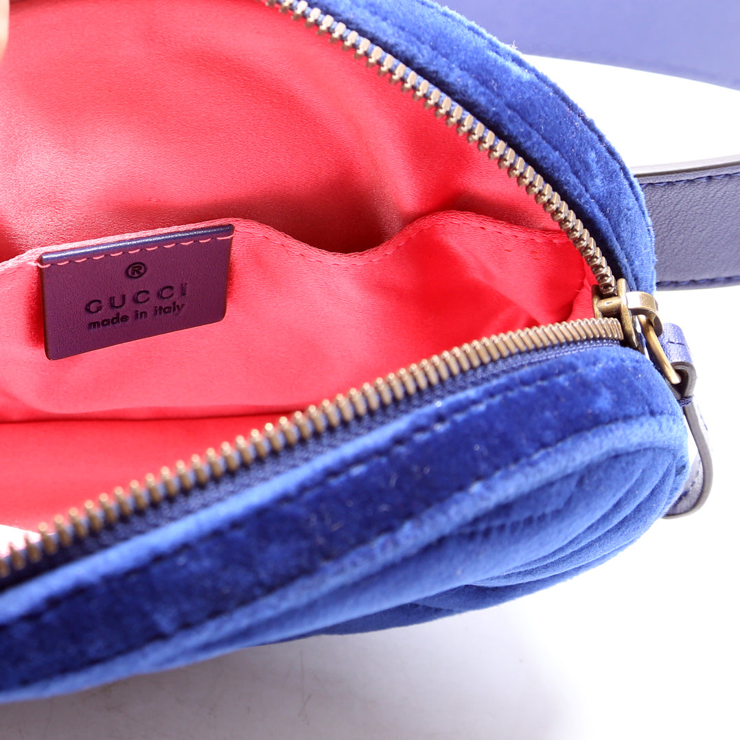 476434 Marmont Velvet Belt Bag Blue