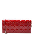 Lady Dior Long Pouch Clutch Patent Cannage Red