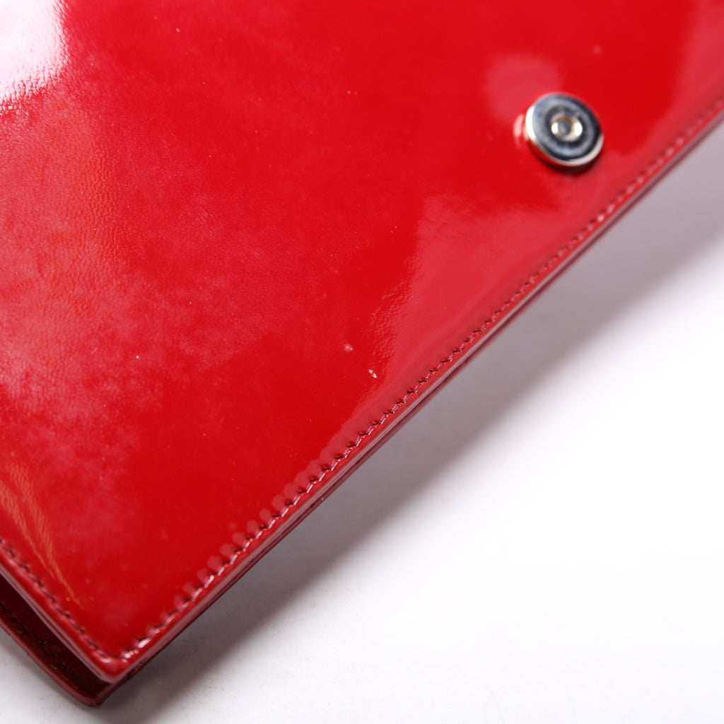 Lady Dior Long Pouch Clutch Patent Cannage Red