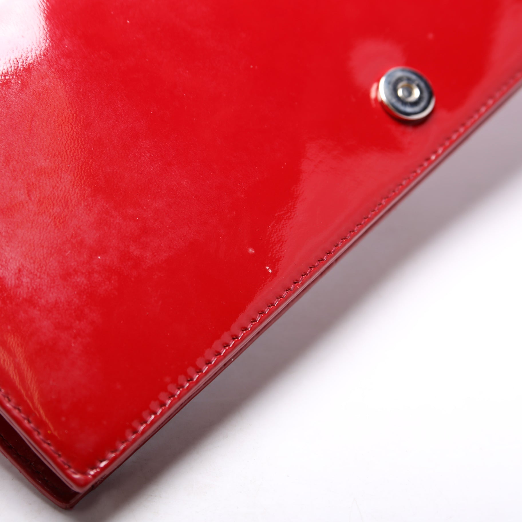 Lady Dior Long Pouch Clutch Patent Cannage Red