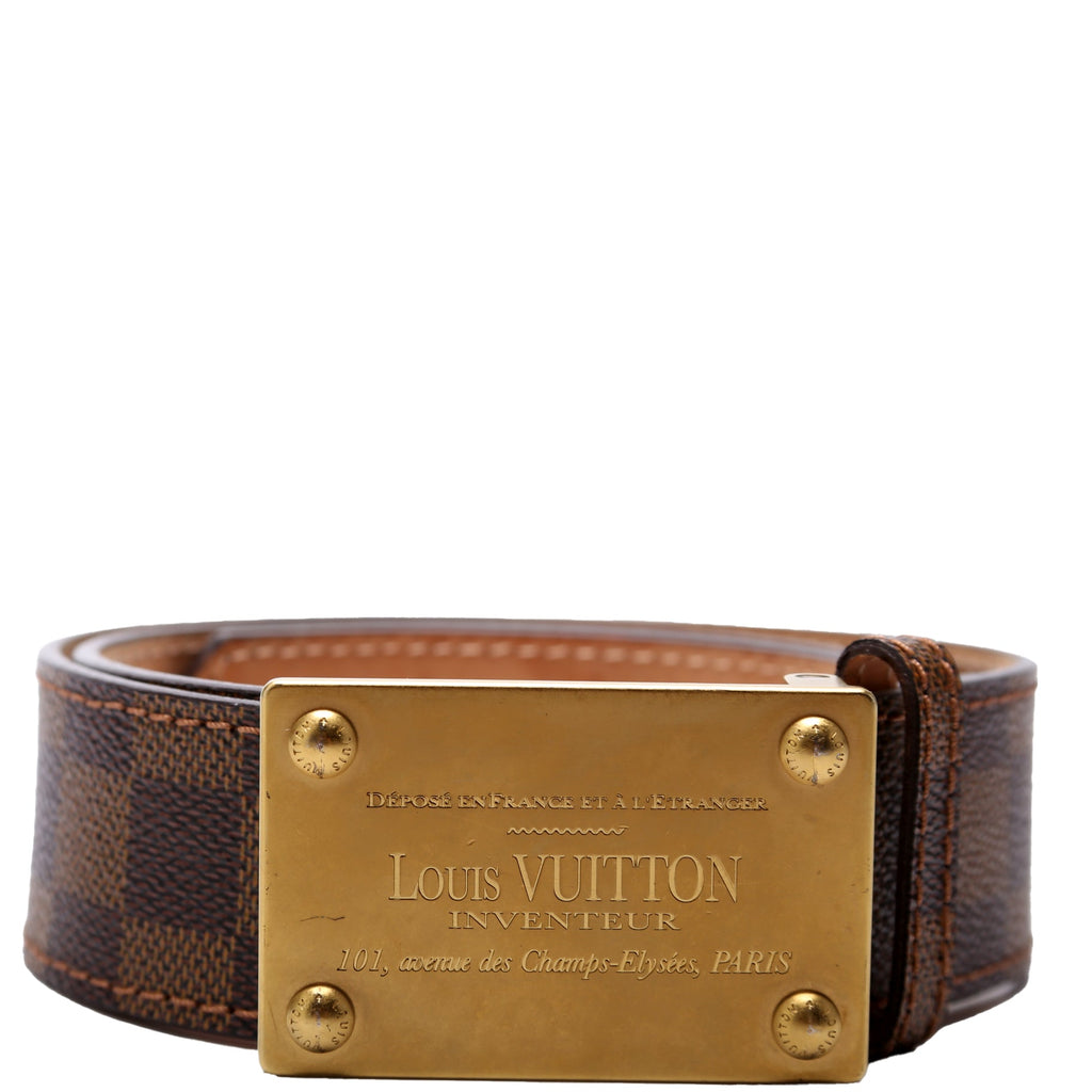 Inventeur Buckle Damier Ebene Belt Size 80/32 Brown