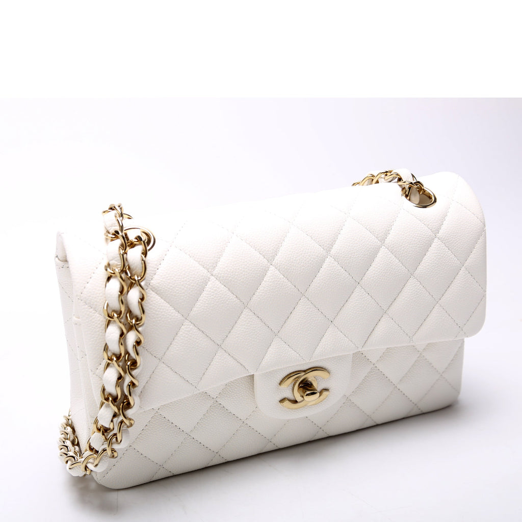 Classic Flap Small Caviar White