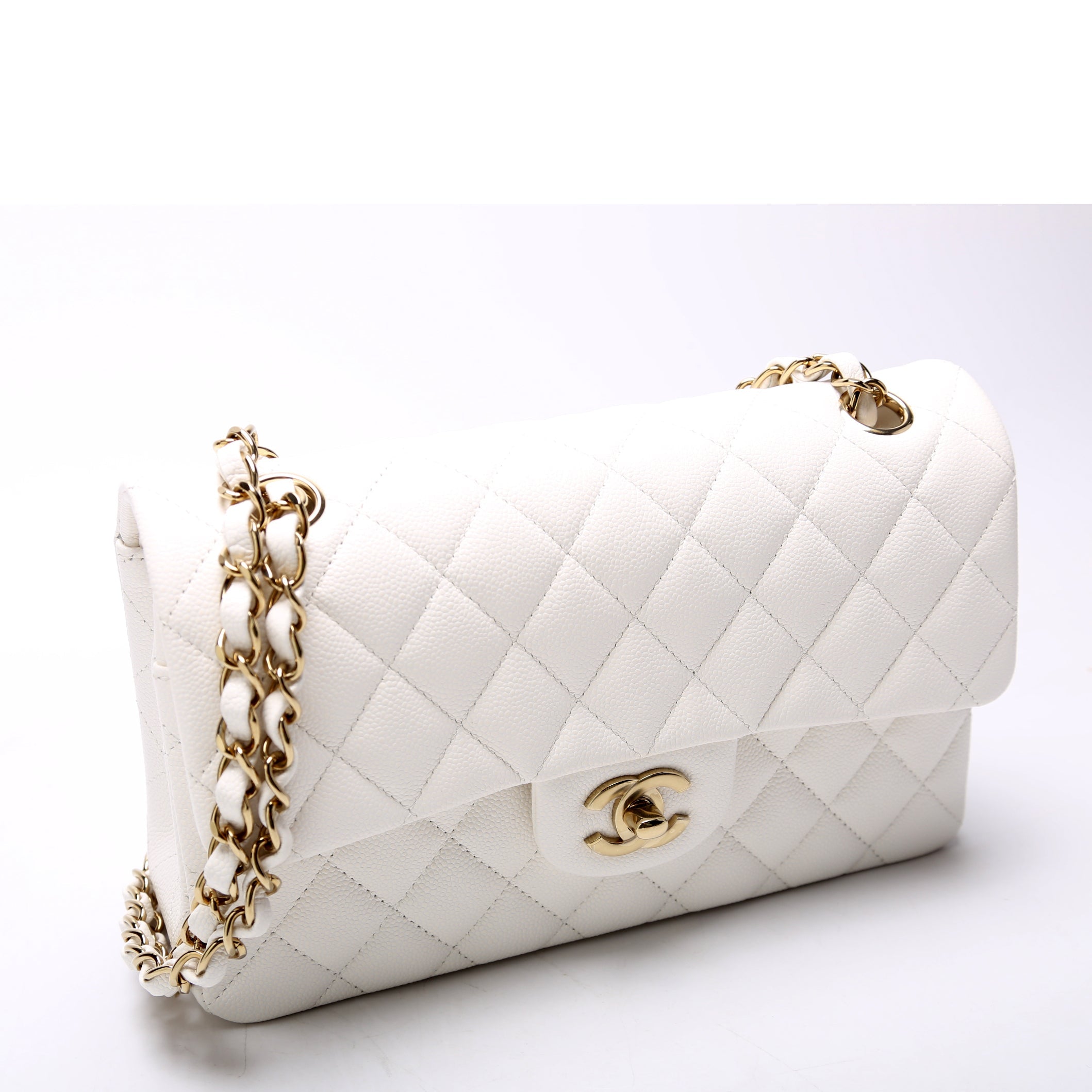 Classic Flap Small Caviar White