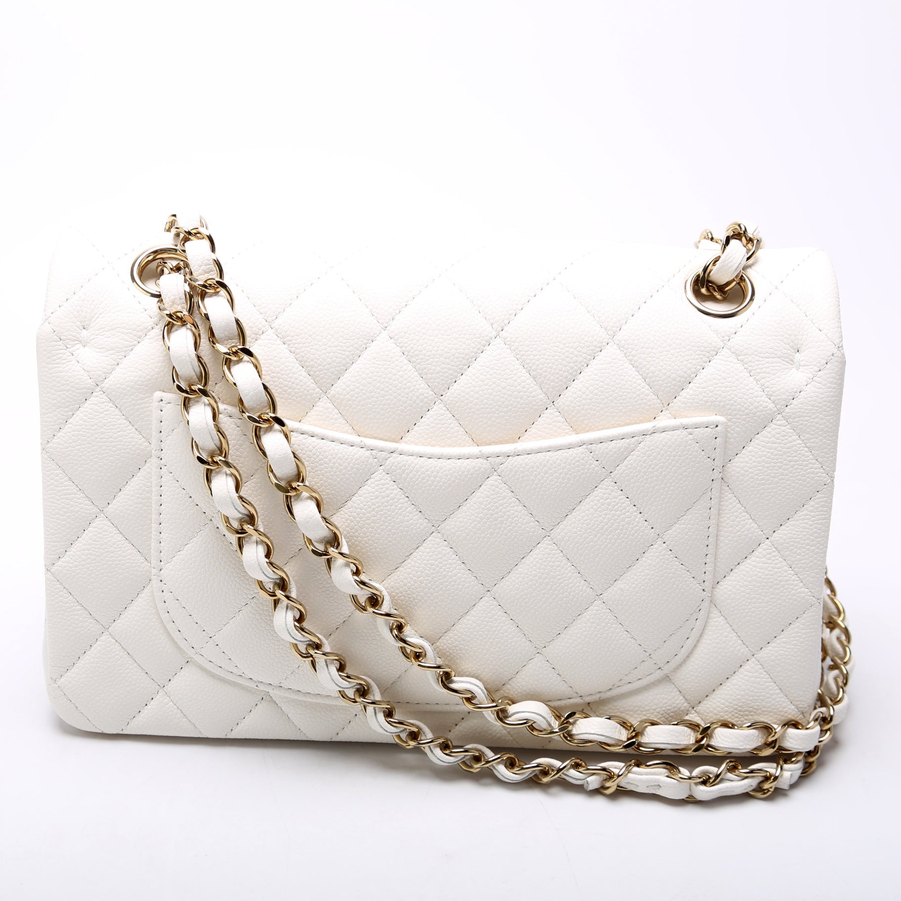 Classic Flap Small Caviar White
