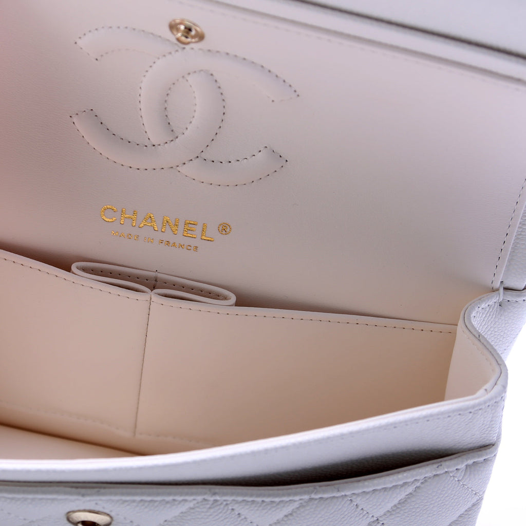 Classic Flap Small Caviar White