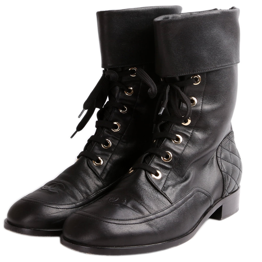 Quilted Leather Boots Size 41