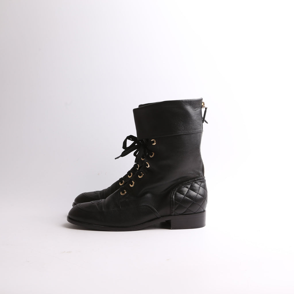 Quilted Leather Boots Size 41