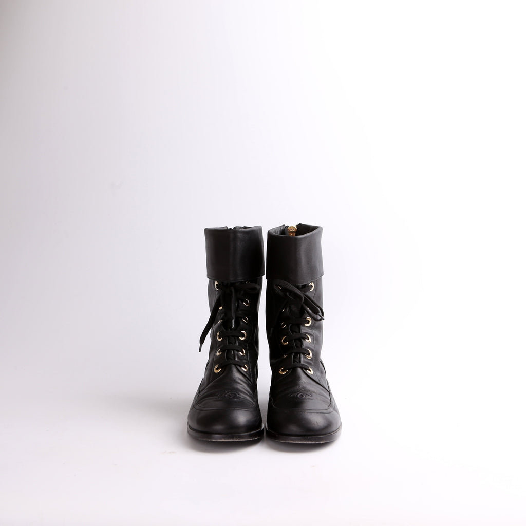 Quilted Leather Boots Size 41