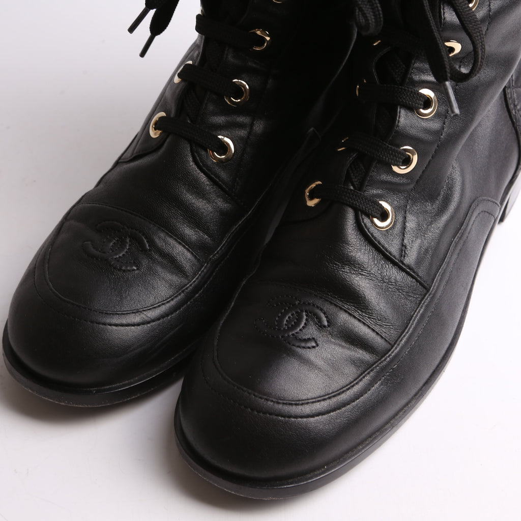Quilted Leather Boots Size 41