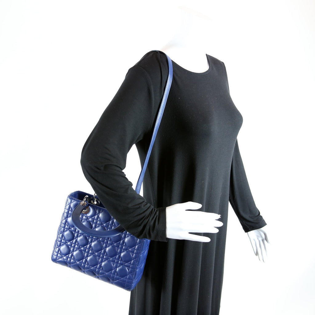 Lady Dior Medium Lambskin Blue