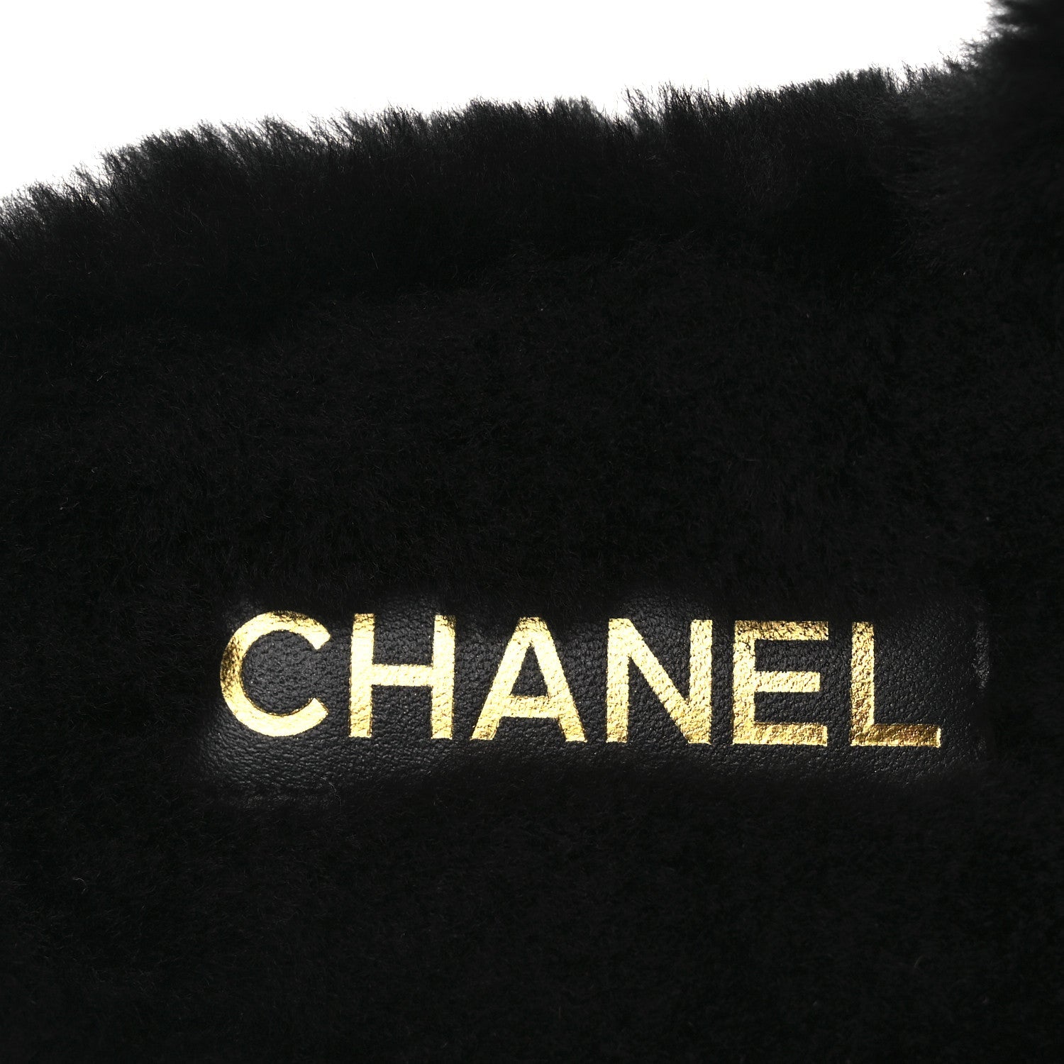 Chanel Shearling CC Flat Mules 40 Black