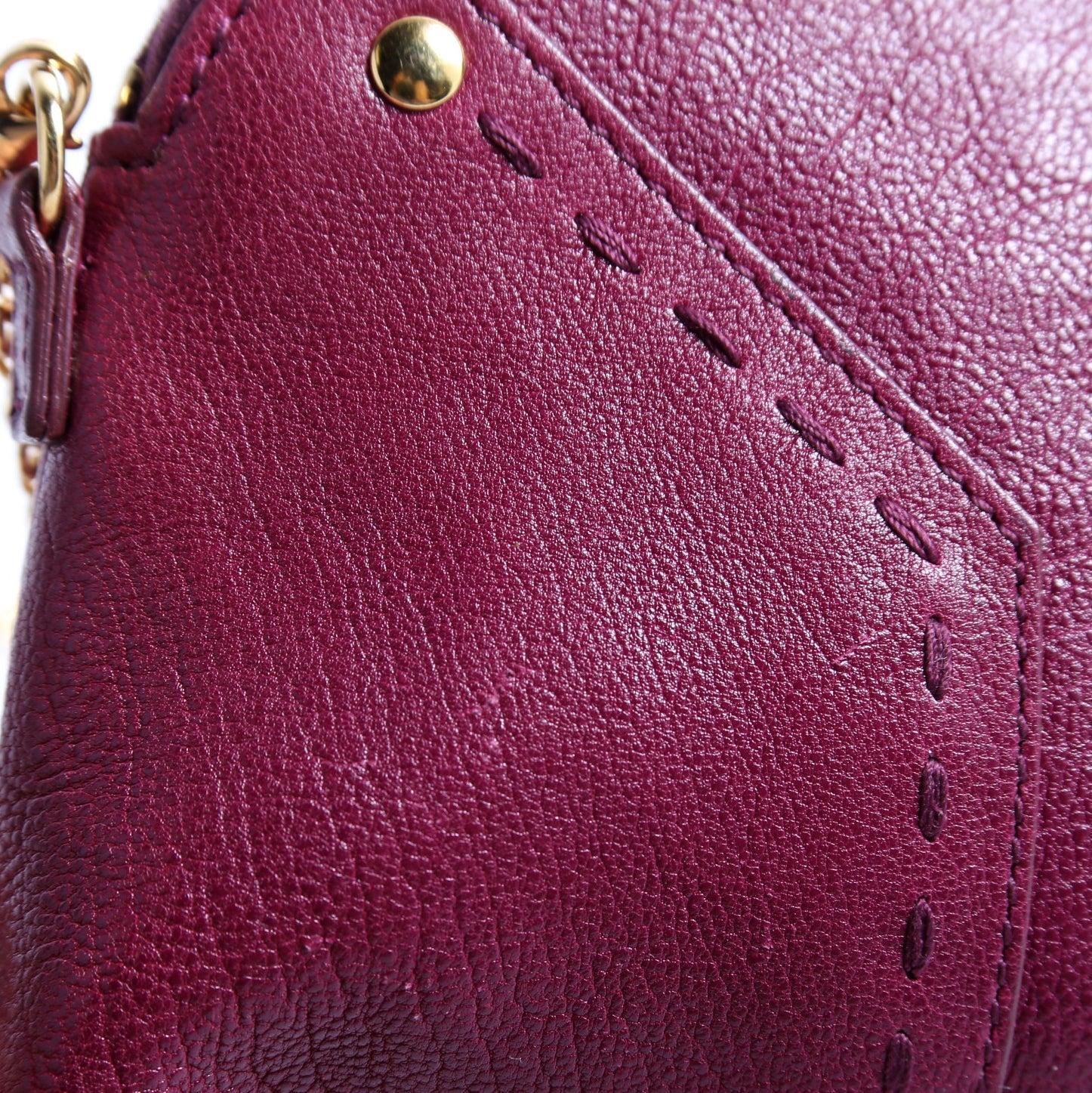 291201 Mini Muse Chain Bag Calfskin Berry