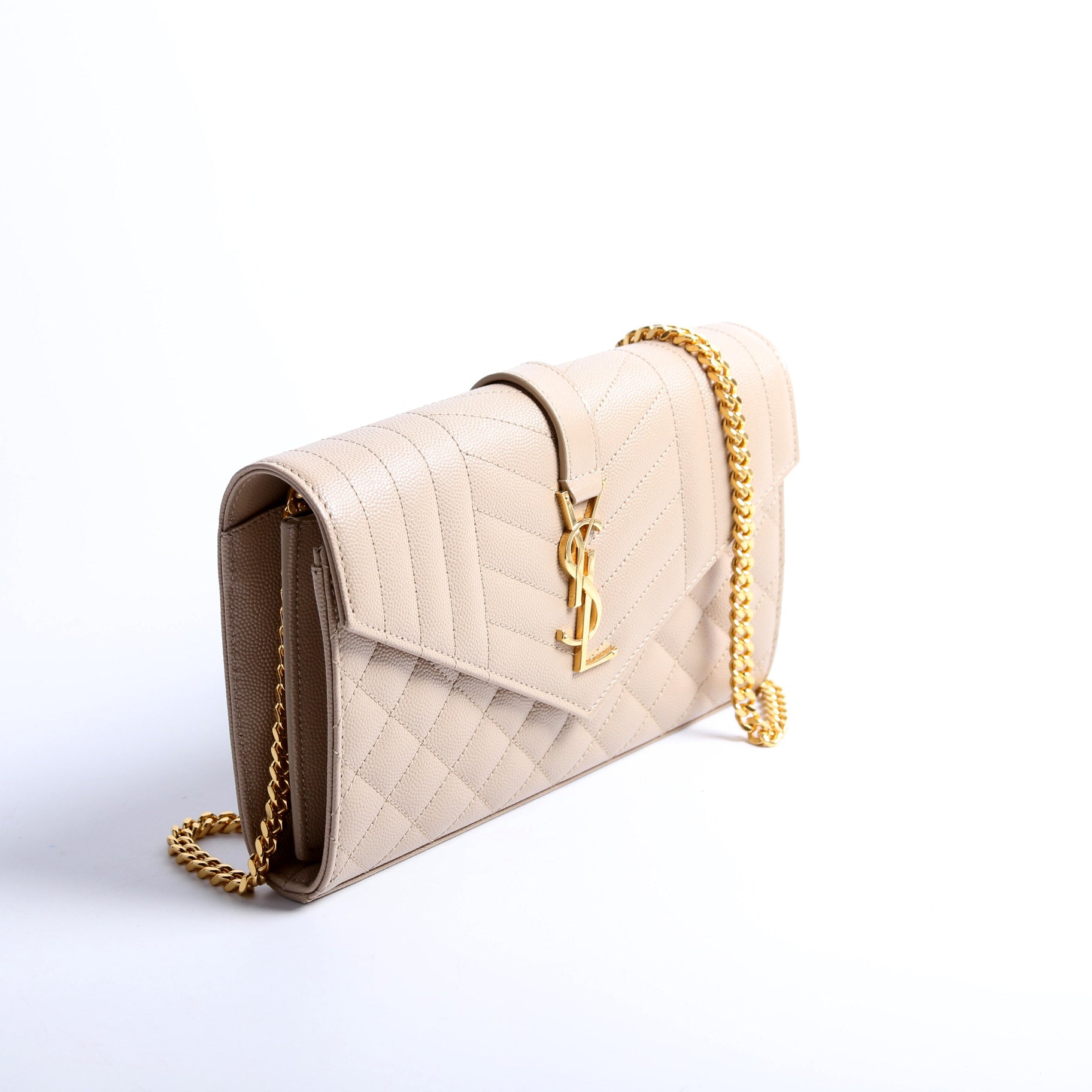 Triquilt Grain De Poudre Chain Wallet 620280 Tan