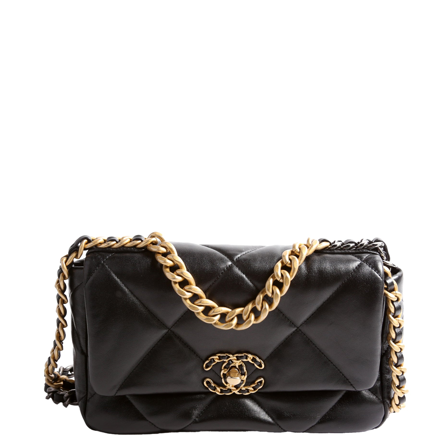 Quilted Goatskin 19 Medium Flap RFID Black