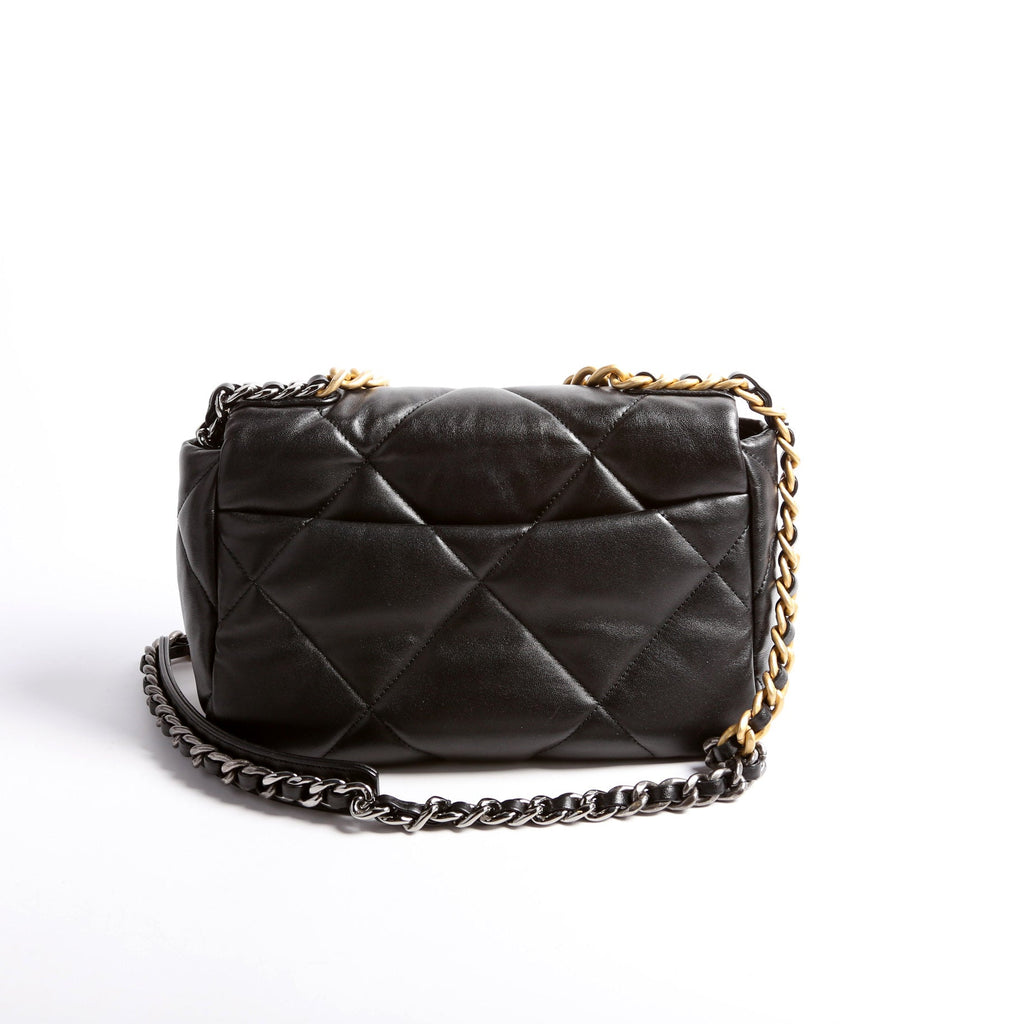 Quilted Goatskin 19 Medium Flap RFID Black