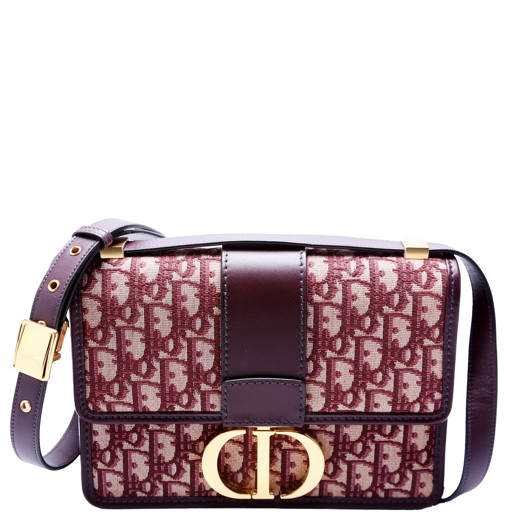 Dior 30 Montaigne Oblique Flap Bag Burgundy