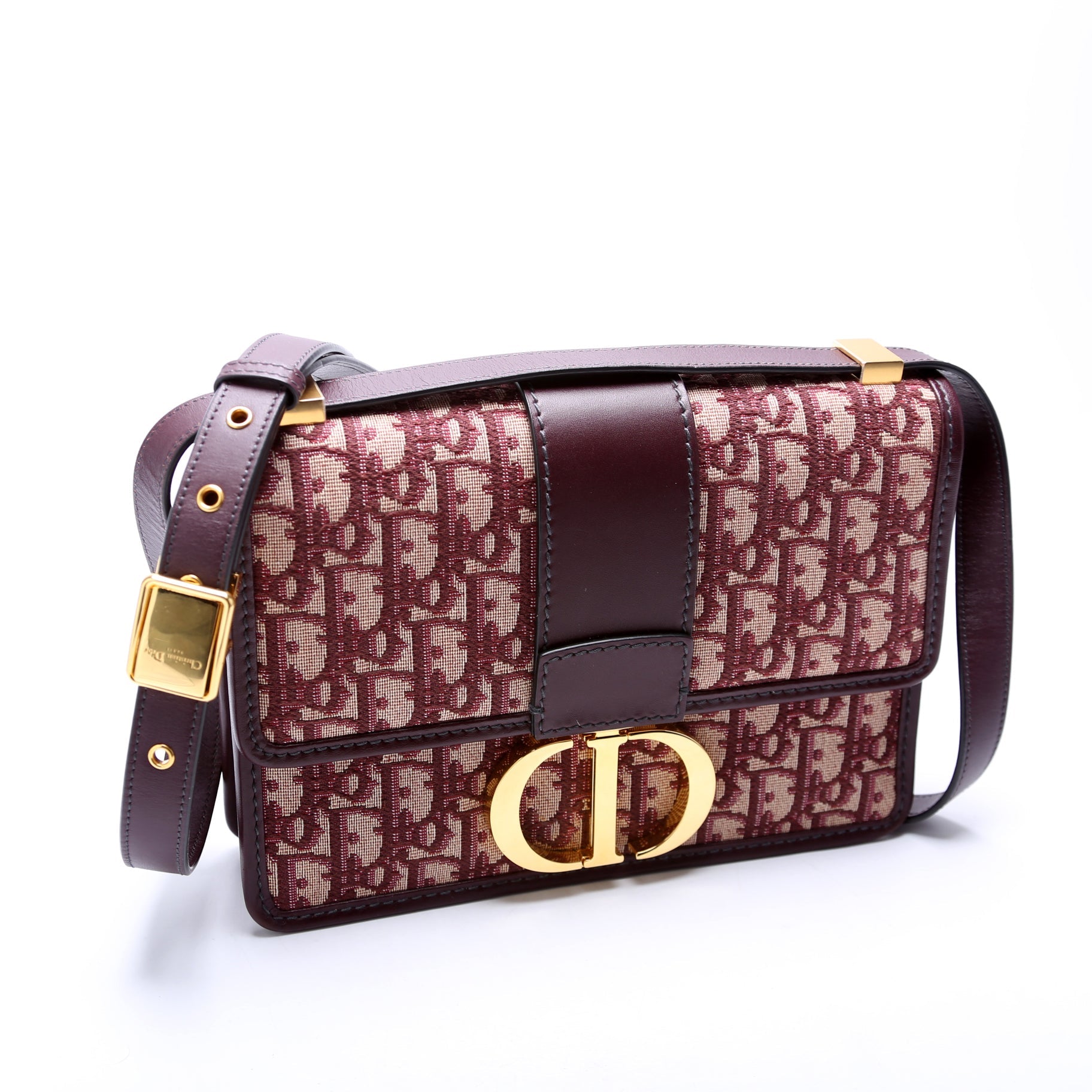 Dior 30 Montaigne Oblique Flap Bag Burgundy