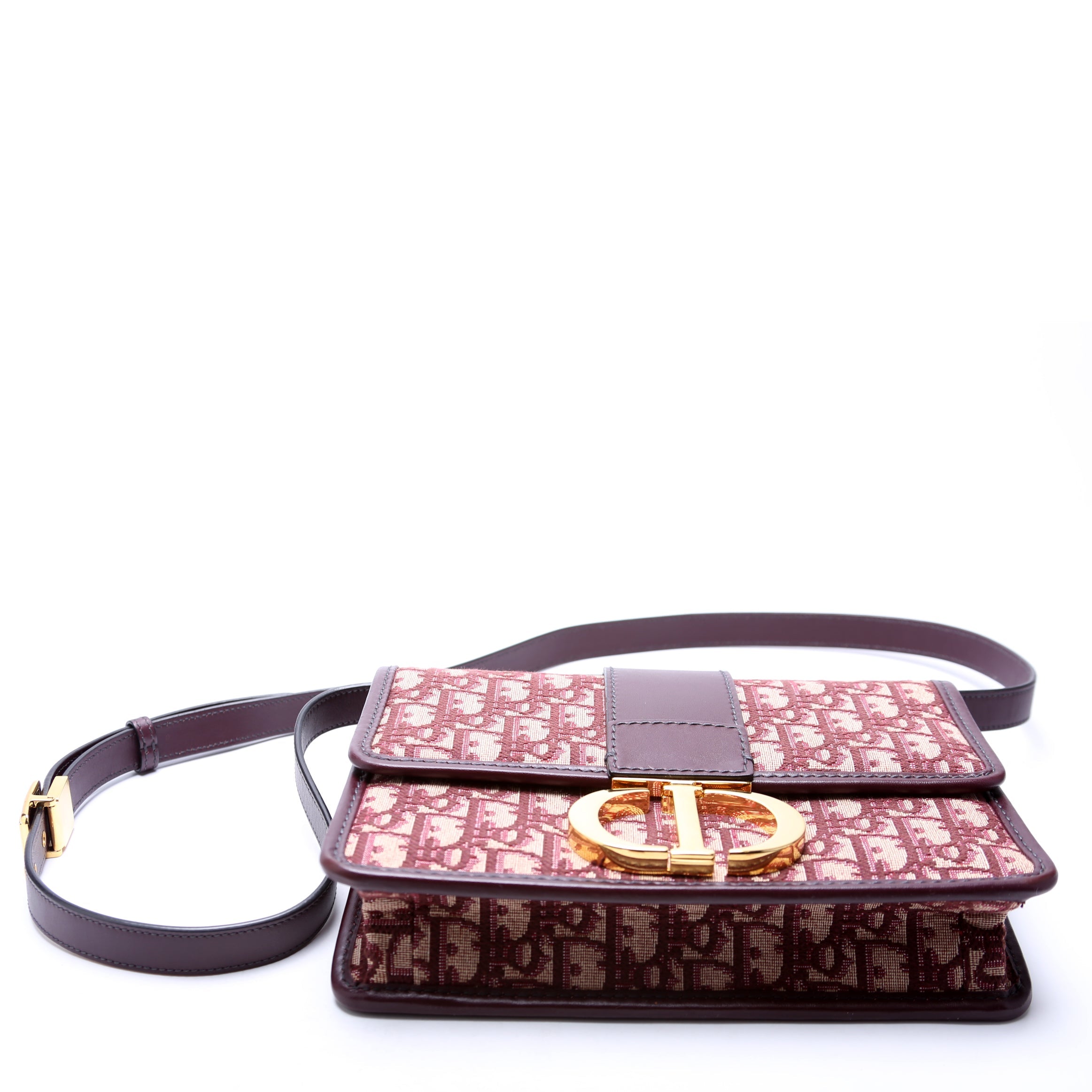Dior 30 Montaigne Oblique Flap Bag Burgundy