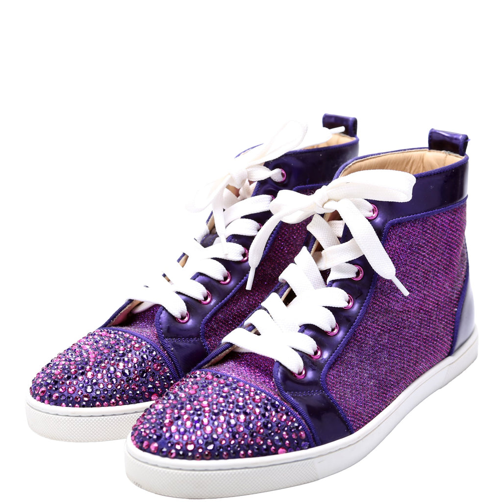 Louis Orlato Flat Lame/Rhinestone Sneakers Size 39.5 Purple