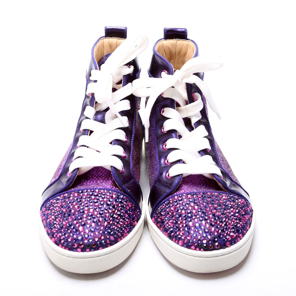 Louis Orlato Flat Lame/Rhinestone Sneakers Size 39.5 Purple