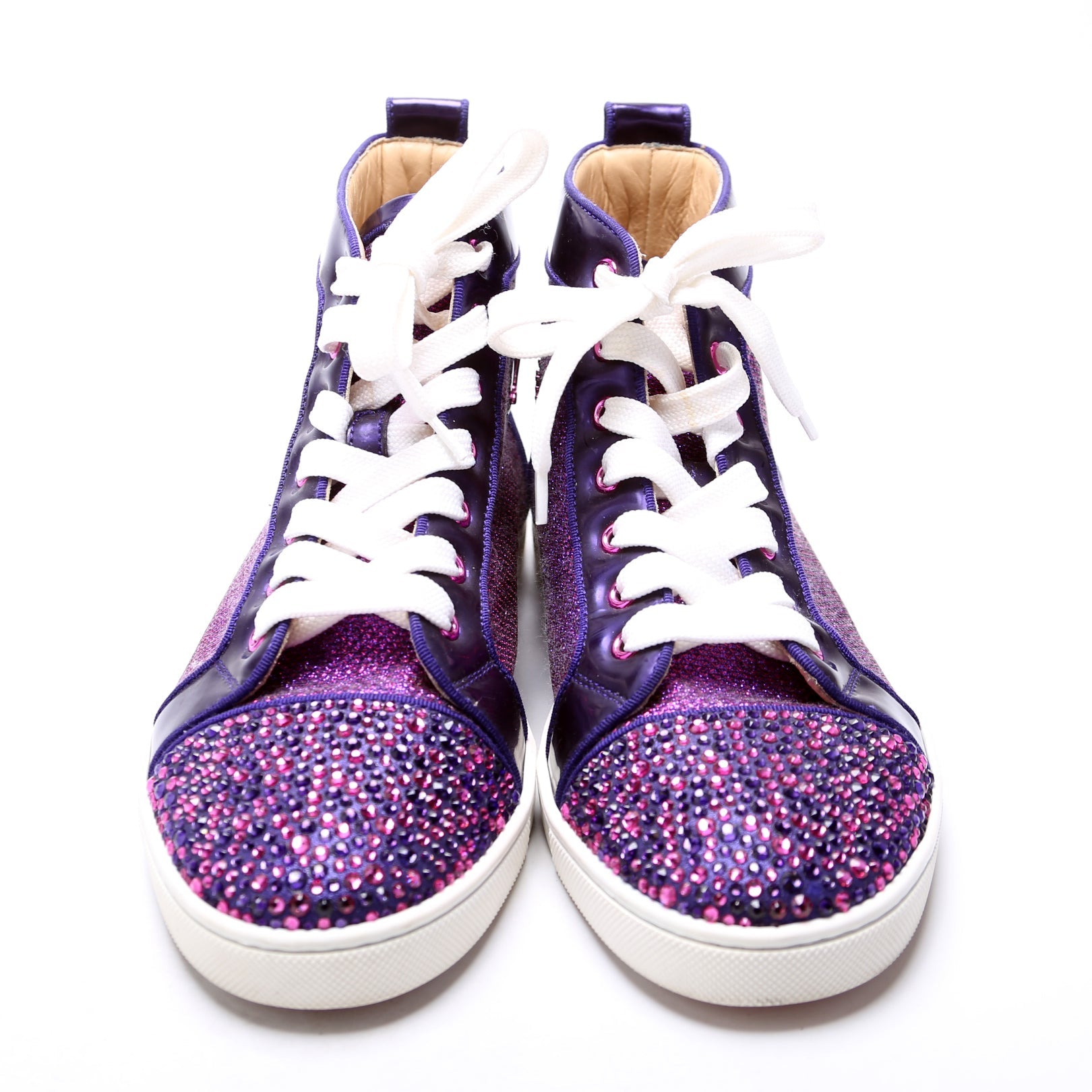 Louis Orlato Flat Lame/Rhinestone Sneakers Size 39.5 Purple