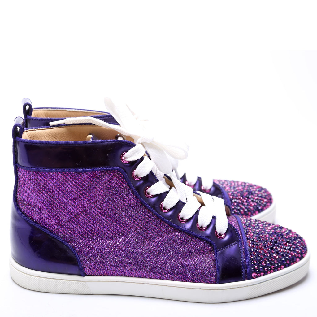 Louis Orlato Flat Lame/Rhinestone Sneakers Size 39.5 Purple