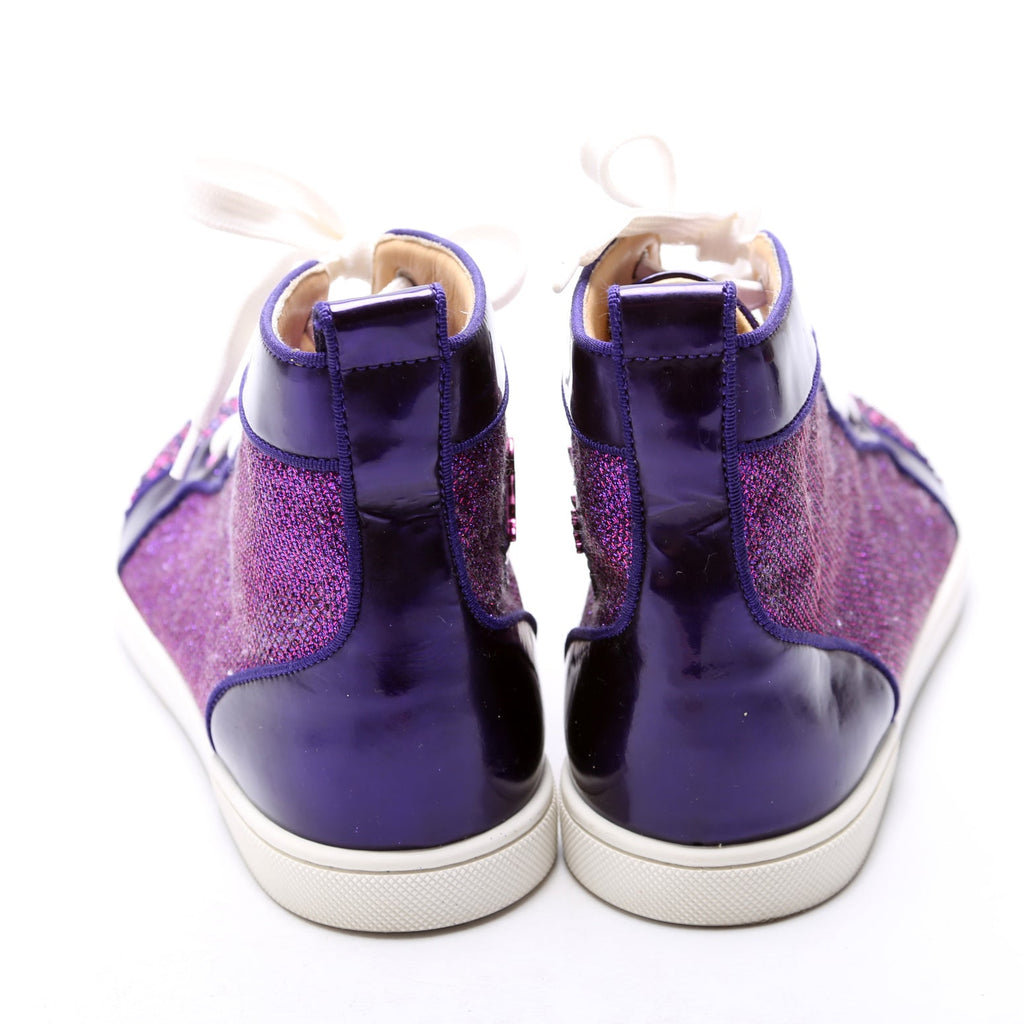 Louis Orlato Flat Lame/Rhinestone Sneakers Size 39.5 Purple
