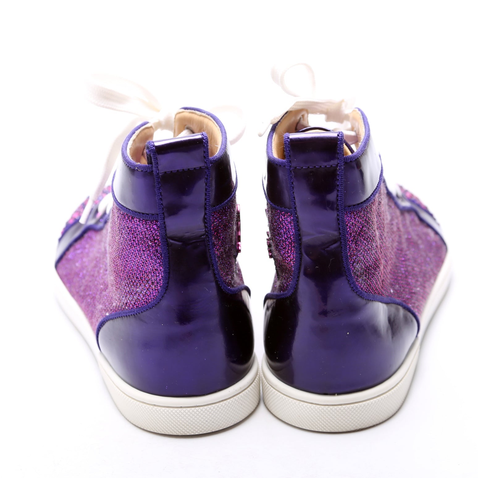 Louis Orlato Flat Lame/Rhinestone Sneakers Size 39.5 Purple