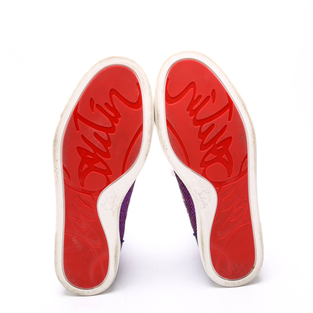 Louis Orlato Flat Lame/Rhinestone Sneakers Size 39.5 Purple