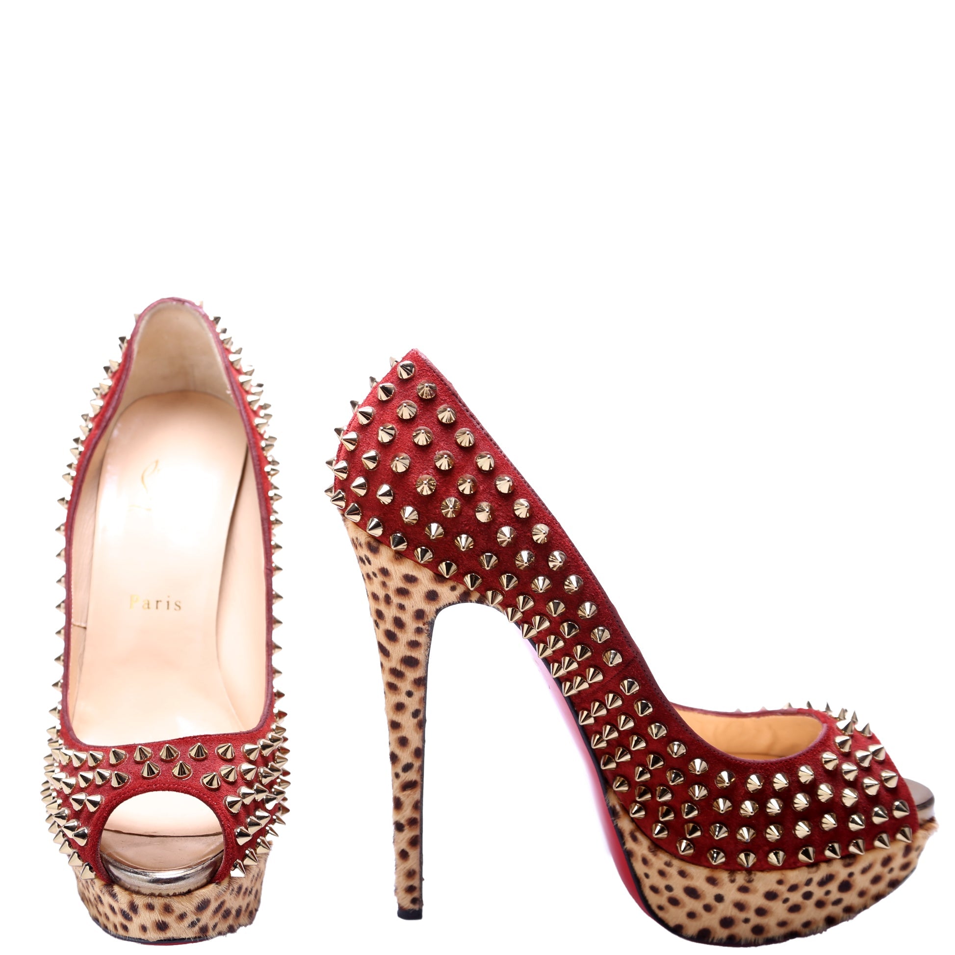 Lady Peep Spikes 150MM Suede/Pony Hair Size 39.5